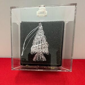 Hand Spun 3” tall  glass Christmas tree ornament glitter sparkle, Michaels brand